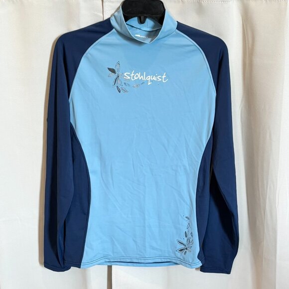 Stohlquist Womens Rashguard Top Size XL Blue Stretch Beachy Surf Floral 18744 - Picture 1 of 8